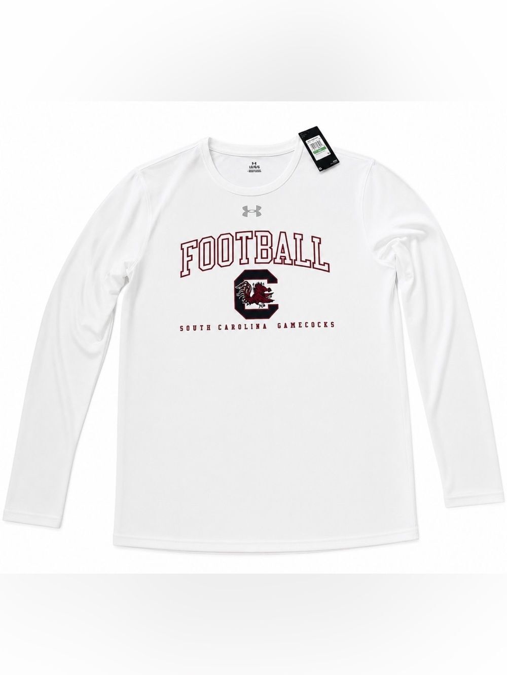 Under Armour Men’s White South Carolina Gamecocks Football Long Sleeve Tee, LG